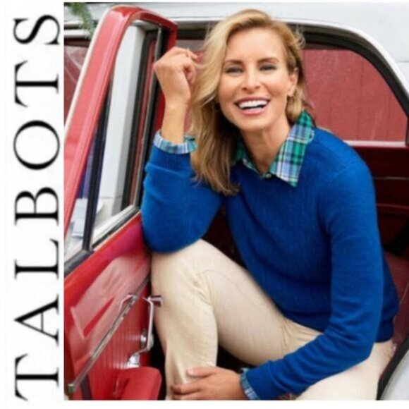 Talbots Blue Cable Crewneck Sweater - Picture 1 of 14